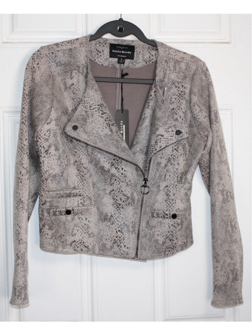 NWT Haute Monde Snakeskin Moto Jacket S Faux Leather Python Y2K